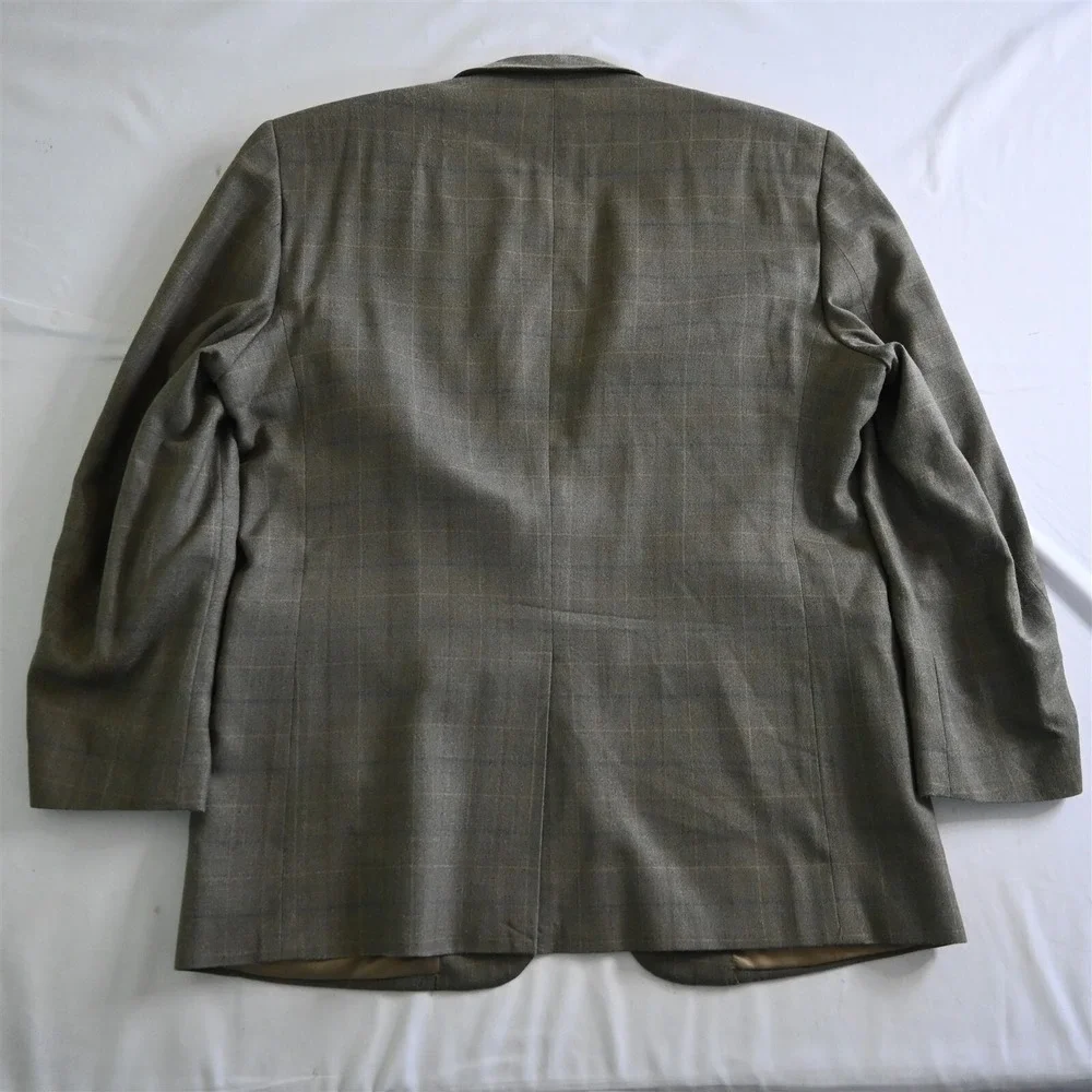 Jos A Bank 44R Green Windowpane Check‎ Silk Wool Blazer Jacket Sport Coat